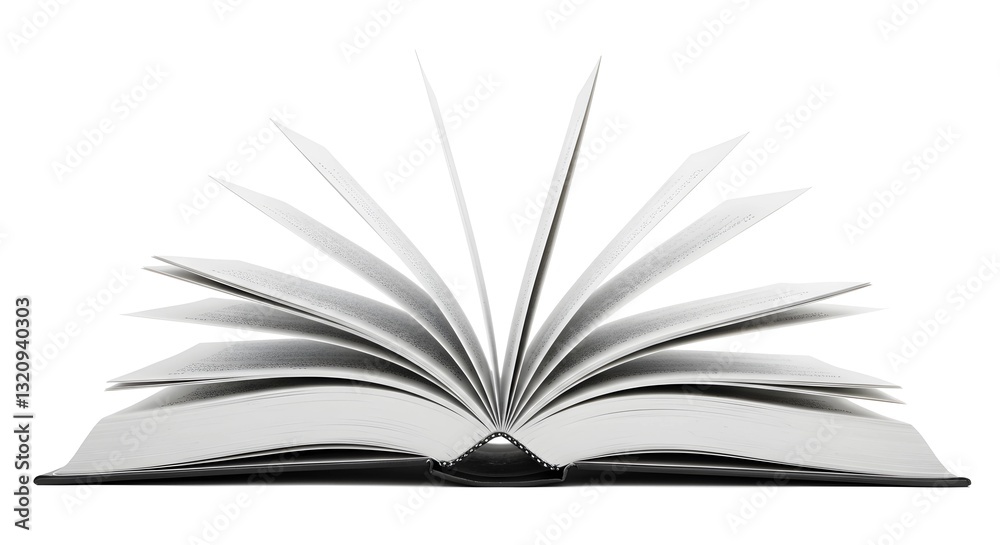 Fototapeta premium White open book with blank pages with white background