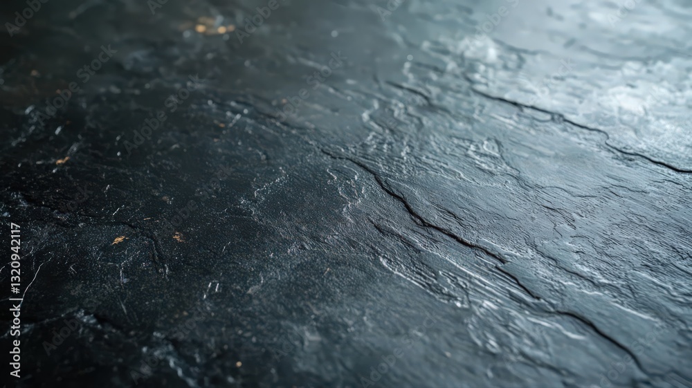 Obraz premium Dark Gray Wet Stone Texture with Subtle Light Reflections