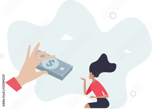 Getting paid, salary, wages payment or bonus, reward or employee benefits, tax refund or investment profit earning, loan or mortgage concept.flat character life .