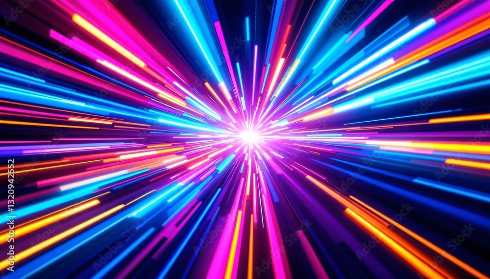 Obraz premium Abstract colorful background with neon rays of light