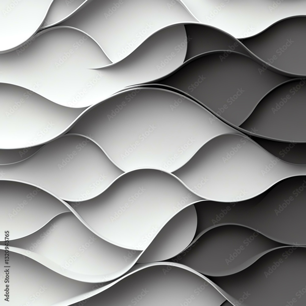 Seamless Minimalist 3D Patterns Abstract wave pattern in monochrome shades. Seamless Minimalist 3D Patterns Abstract wave pattern in monochrome shades.