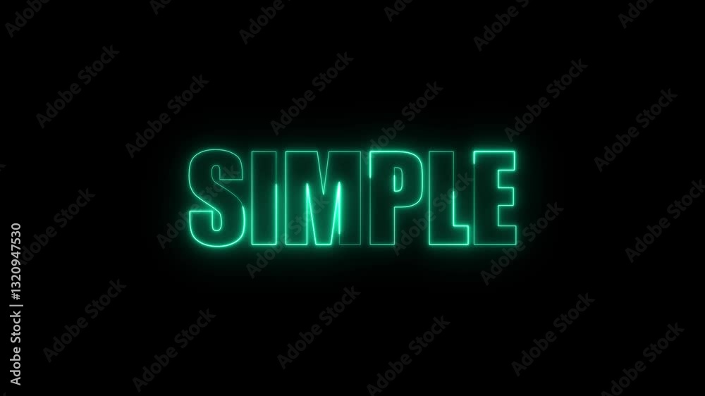 glowing neon simple text animation. title SIMPLE transparent . on a black background. glowing neon simple text animation. title SIMPLE transparent . on a black background.