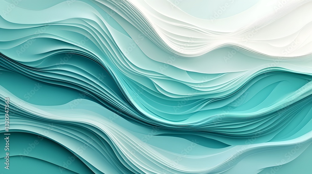 Fototapeta premium Tranquil Ocean Inspired Abstract Background with Flowing Wavy Textures and Soft Gradient Hues