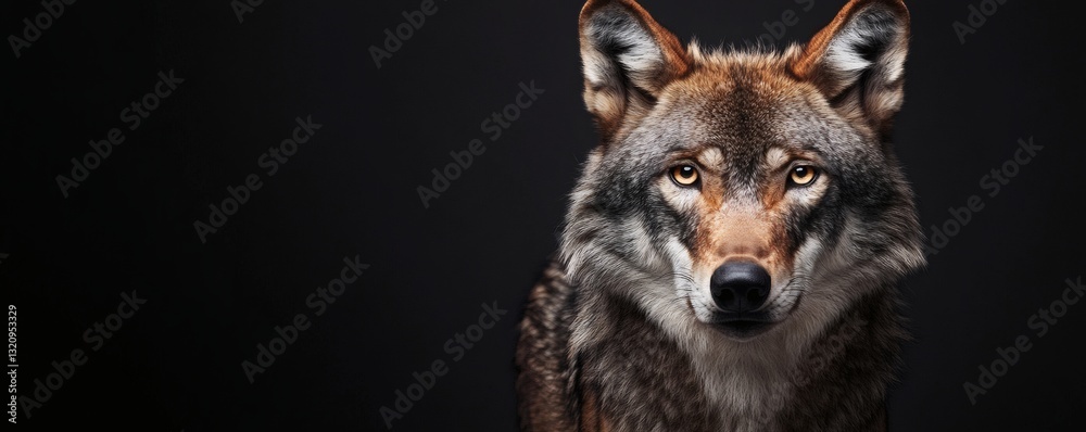 Obraz premium A close up studio portrait of a beautiful wolf animal
