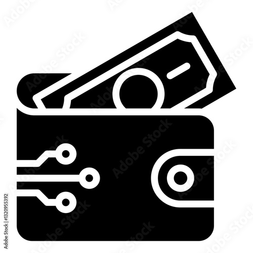 Digital Wallet Glyph Icon in Business Network and Finance