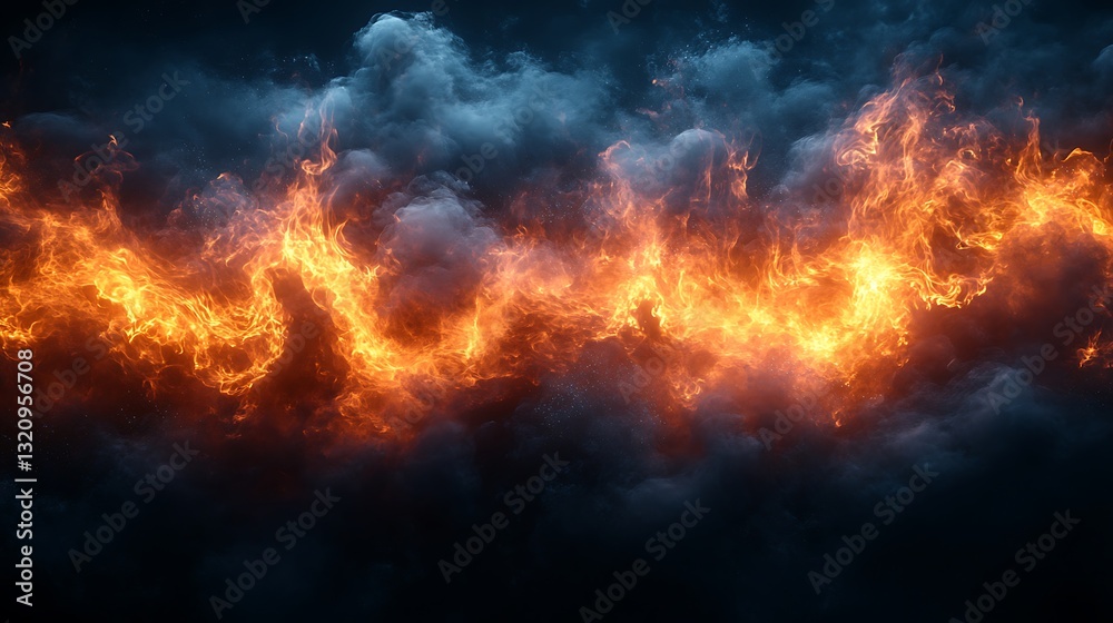 Bright flames with glowing warmth swirling against a deep black surface Bright flames with glowing warmth swirling against a deep black surface