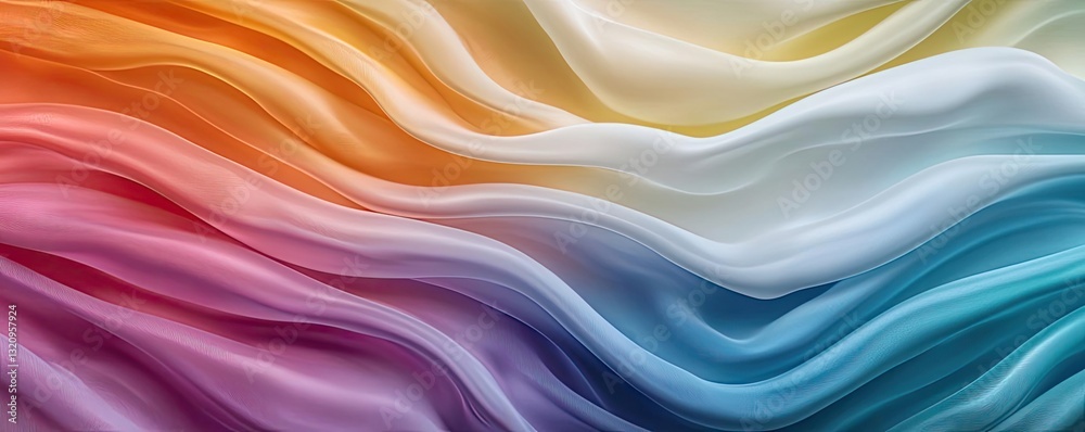 Fototapeta premium Vibrant color art abstract background concept. Abstract silk texture with colorful waves flowing gracefully in beautiful patterns.