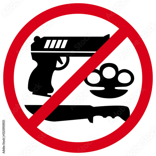 No entry with weapons, red crossed-out prohibitory sign