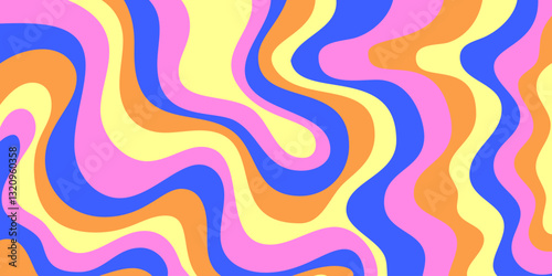 Cool Y2k Abstract Colorful Wavy Texture Vector Design Art. Groovy Psychedelic Rainbow Pattern. Trippy Pop Art illustration.