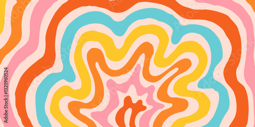 Cool Y2k Abstract Colorful Wavy Texture Vector Design Art. Groovy Psychedelic Rainbow Pattern. Trippy Pop Art illustration.