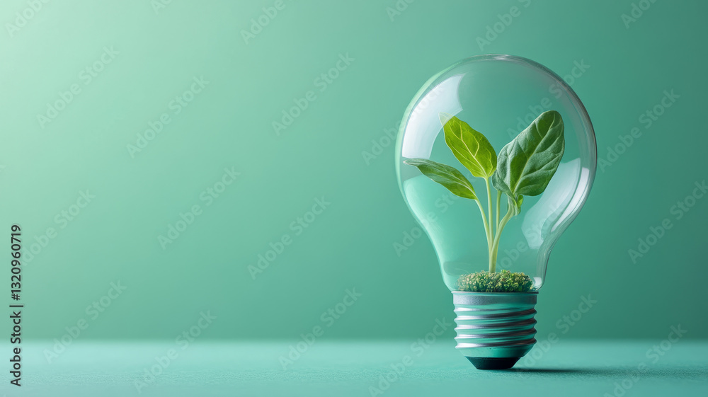 Lightbulb with plant symbolizes green energy and innovation. Lightbulb with plant symbolizes green energy and innovation.