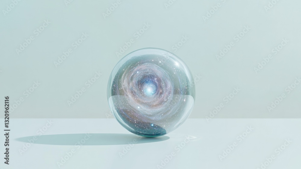 Reflective sphere with swirling patterns creates mesmerizing foc Reflective sphere with swirling patterns creates mesmerizing foc