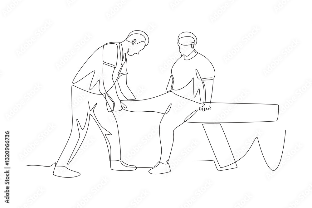 Physical therapy concept one-line drawing Physical therapy concept one-line drawing