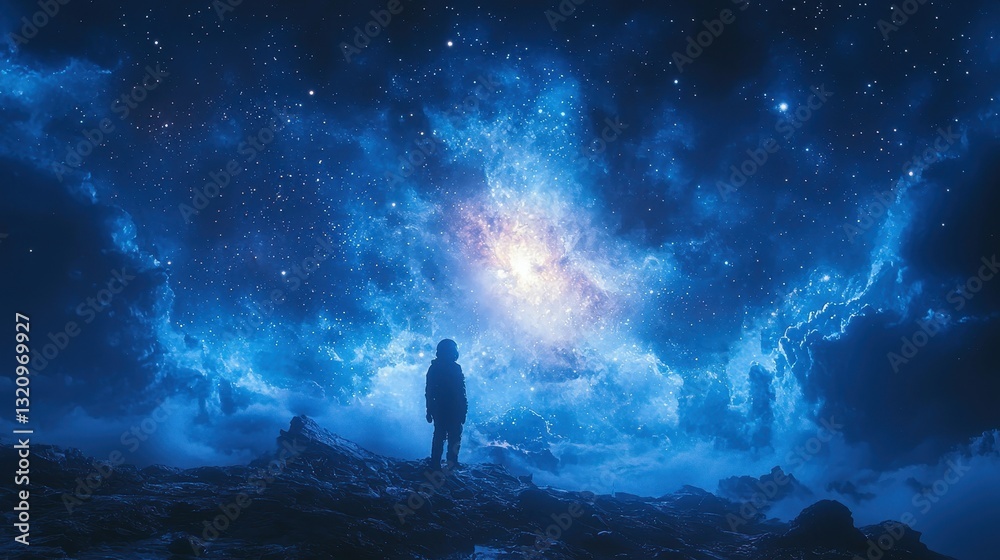 A silhouette of an astronaut floating in space, surrounded by distant stars and planets, evoking a sense of adventure and exploration. A silhouette of an astronaut floating in space, surrounded by distant stars and planets, evoking a sense of adventure and exploration.