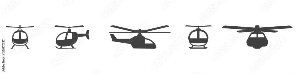 Fototapeta premium Professional Helicopter Logo Icons Silhouette Vector Illustration