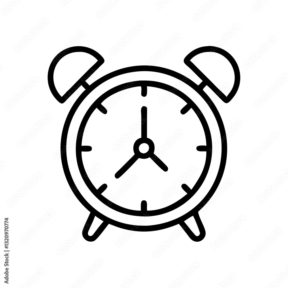 Alarm clock icon, simple line drawing. Time, reminder, and schedule themes. Ideal for productivity, lifestyle, and design blogs/sites. Alarm clock icon, simple line drawing. Time, reminder, and schedule themes. Ideal for productivity, lifestyle, and design blogs/sites.