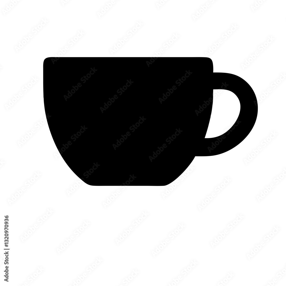 black silhouette of coffee cup with handle is shown on white background for websites and blogs about coffee,beverages,or morning routines black silhouette of coffee cup with handle is shown on white background for websites and blogs about coffee,beverages,or morning routines