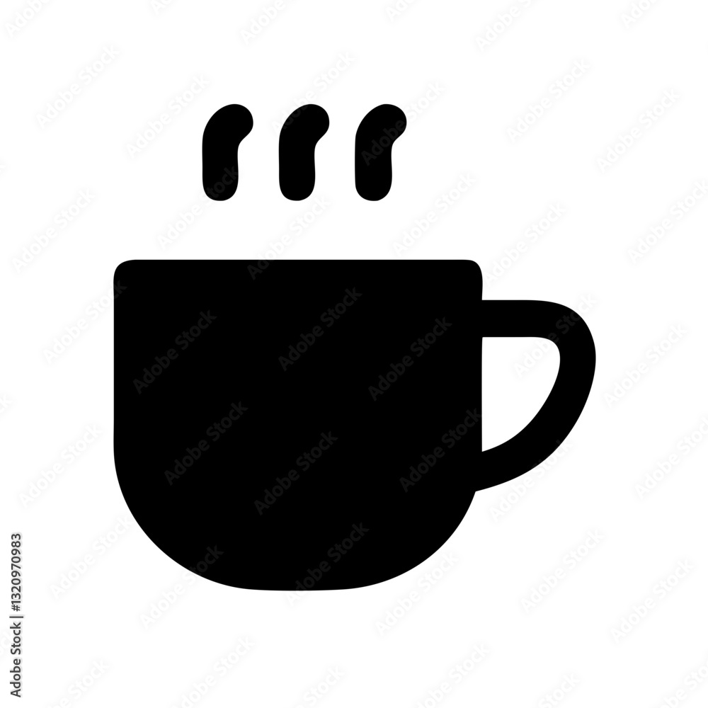 black silhouette of coffee cup with handle is shown on white background for websites and blogs about coffee,beverages,or morning routines black silhouette of coffee cup with handle is shown on white background for websites and blogs about coffee,beverages,or morning routines