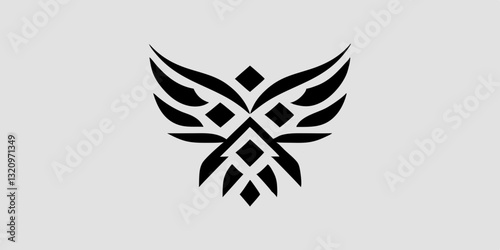 Stylized owl icon with spread wings, geometric design.  Logo, animal, and design themes. Ideal for branding, wildlife, and design blogs/sites.