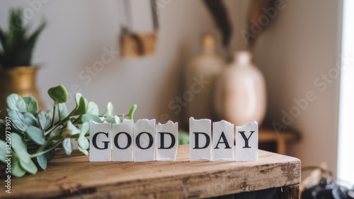 Wallpaper Mural Good Day Message with Greenery Torontodigital.ca