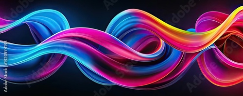 Vibrant color art abstract background concept. Vibrant flowing waves of colorful light in a dark background.