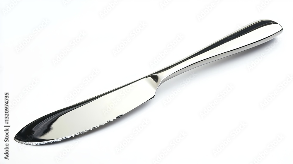 A stainless steel butter and jam knife, isolated against a white background A stainless steel butter and jam knife, isolated against a white background