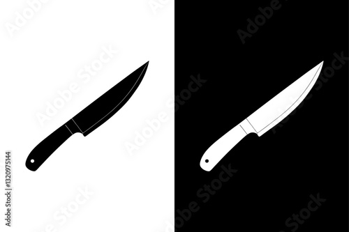 Utility Knife Silhouette Vector Icon Black and White Background.