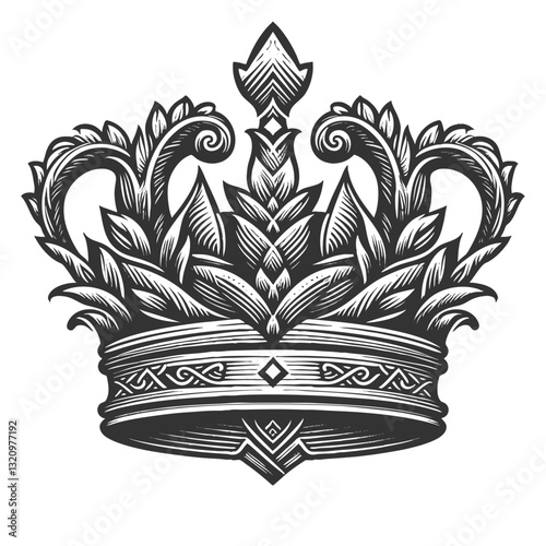 Ornate Floral Crown vector illustration