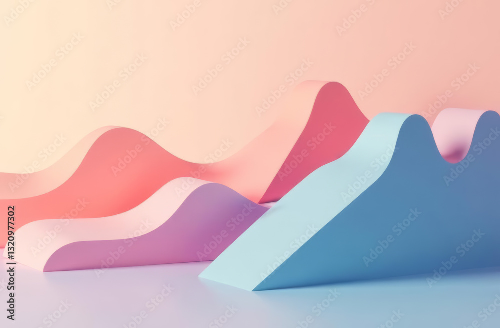 Fototapeta premium Geometric shapes, gradients, pastel backgrounds. Clean lines, neutral colors