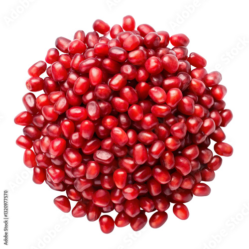 Pomegranate Seeds Isolated on White Background, Top View
