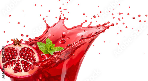 Red Pomegranate Sharbat Splash – Refreshing Liquid on Transparent, PNG