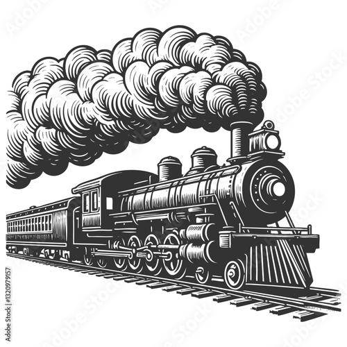 Steam Train Billowing Smoke vector illustration