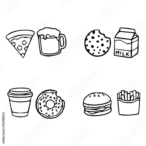 food and drink doodle vector set