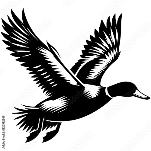 Flying duck silhouette