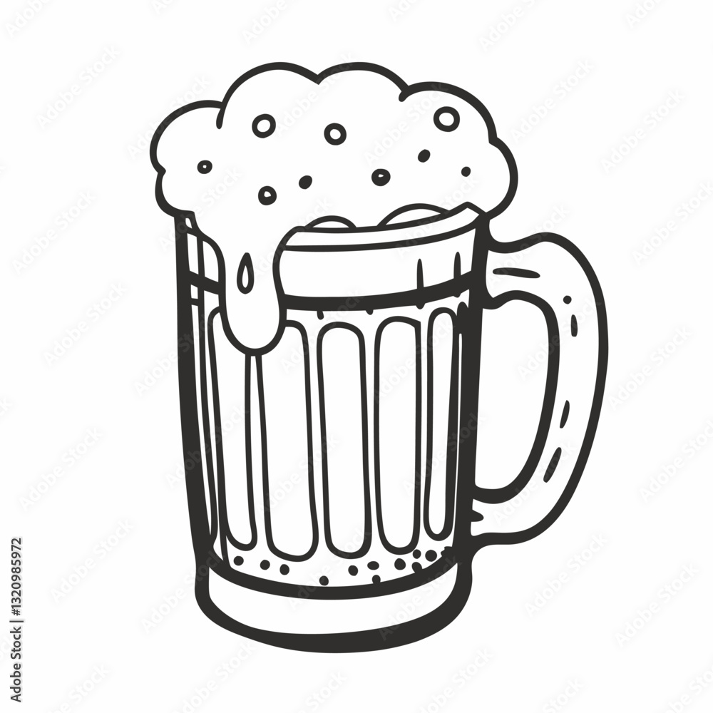 Frothy Beer Mug Sketch Illustration for Craft Breweries and Pubs Frothy Beer Mug Sketch Illustration for Craft Breweries and Pubs