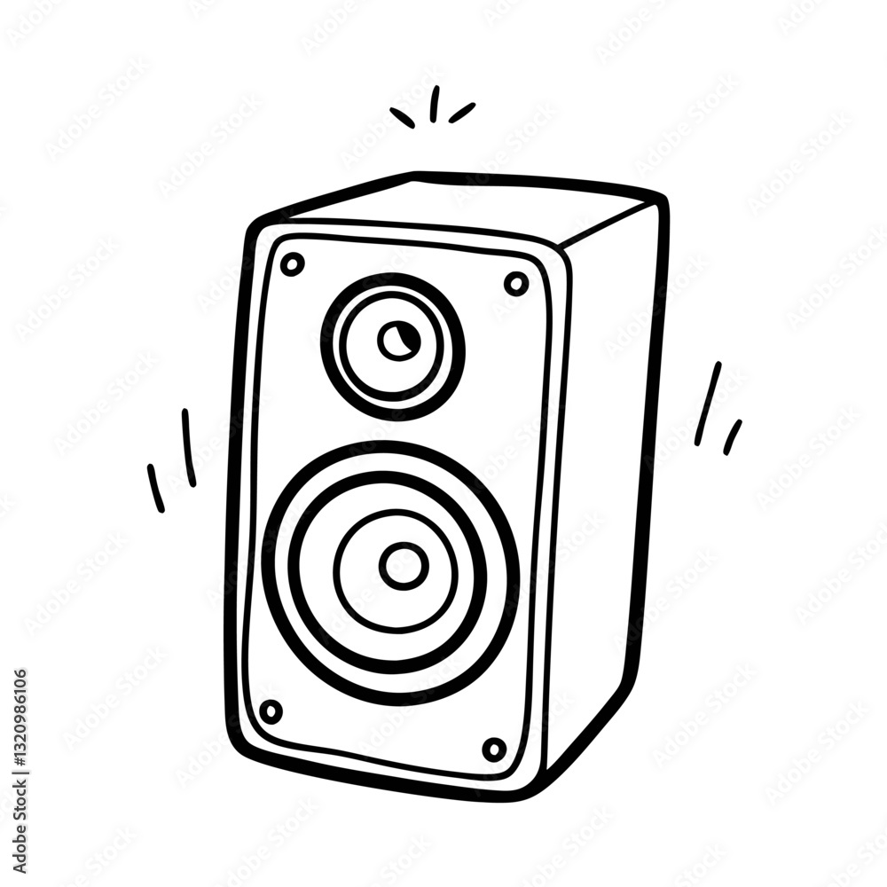 Hand Drawn Illustration of a Classic Speaker Hand Drawn Illustration of a Classic Speaker