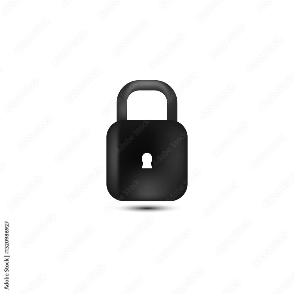 Realistic Black Padlock or Door Lock Vector Icon Isolated Realistic Black Padlock or Door Lock Vector Icon Isolated