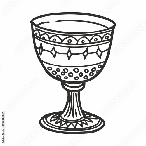Vintage Ornate Goblet Illustration Hand Drawn Medieval Chalice  Art