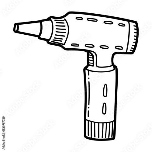 Hand Drawn Black and White Hot Glue Gun  Illustration for Craft Projects
