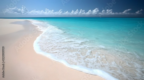 Pristine Beachfront Tranquility   Serene Ocean Horizon and Soft Sand Coastline