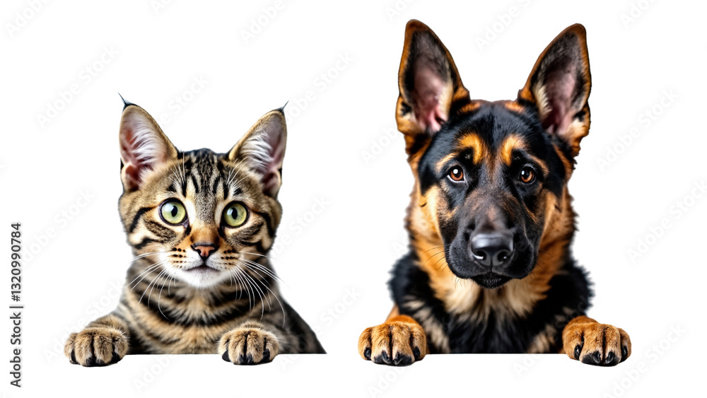 Adorable Cat and Dog Side by Side, Isolated on Transparent Background for Pet Lovers and Marketing Use Adorable Cat and Dog Side by Side, Isolated on Transparent Background for Pet Lovers and Marketing Use