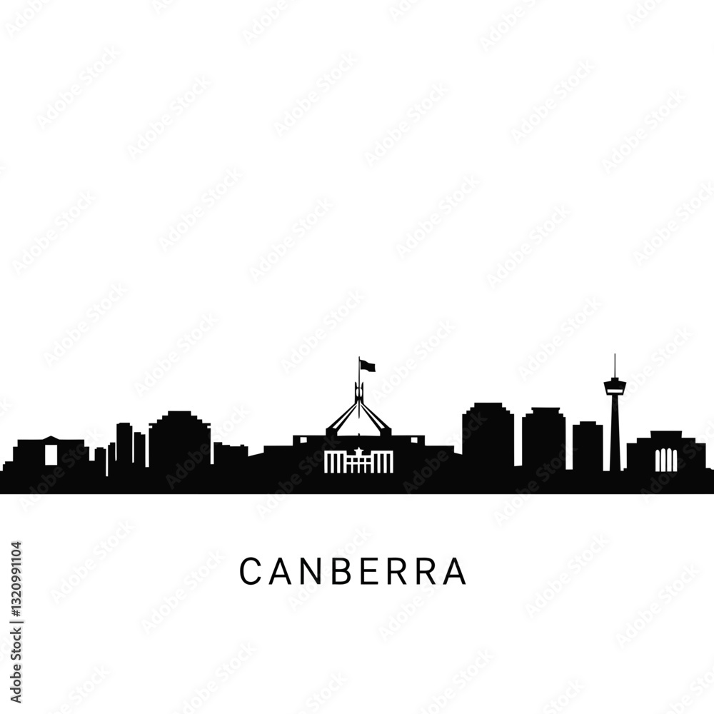 Naklejka premium Silhouette of Canberra - Modern Graphic Design