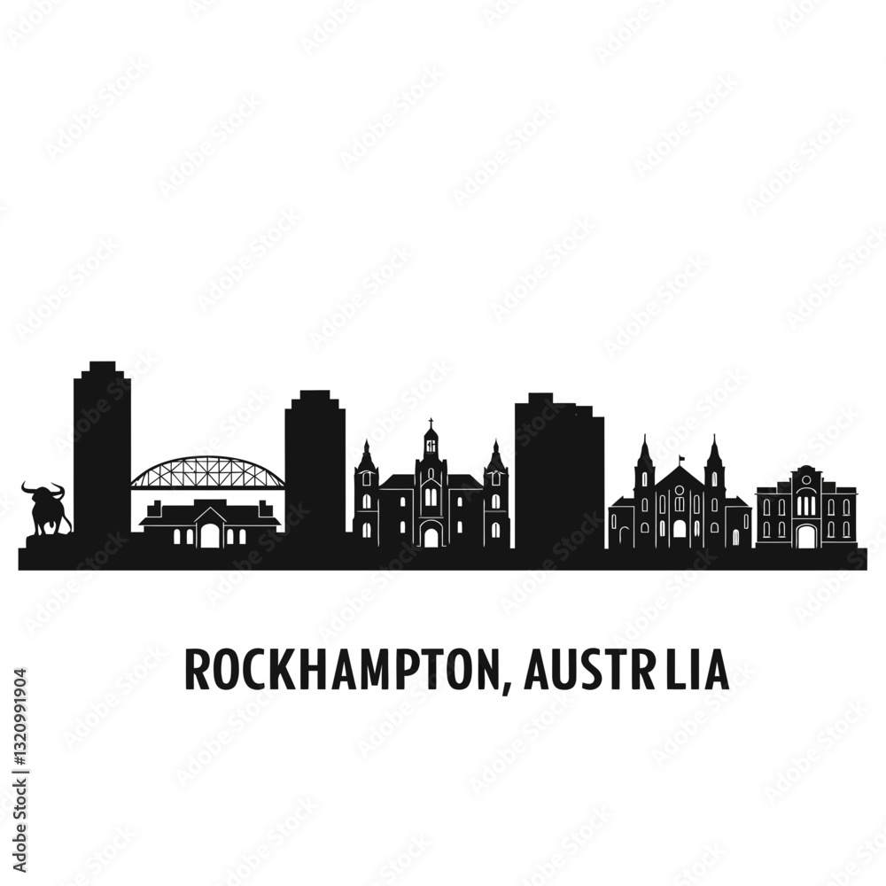 Fototapeta premium Rockhampton Skyline - Minimalist Vector Illustration