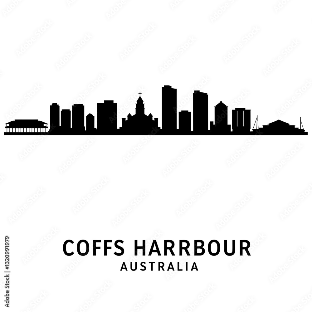 Naklejka premium Silhouette of Coffs Harbour - Modern Graphic Design