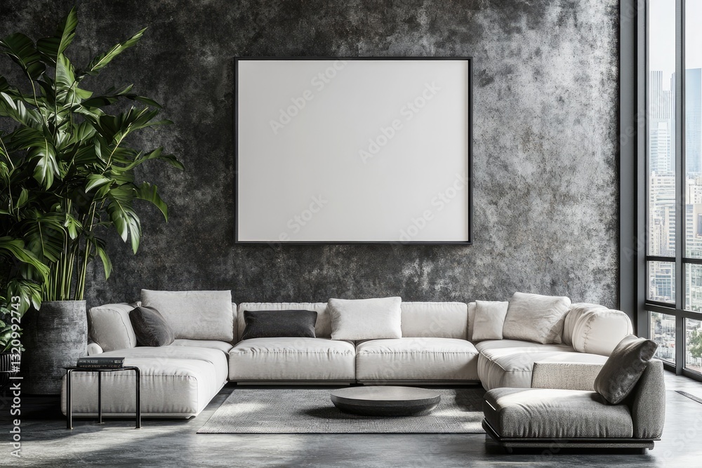 Modern living room with a blank canvas (2) Modern living room with a blank canvas (2)