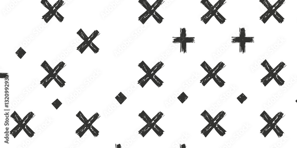 Fototapeta premium Abstract black and white cross pattern with geometric design elements.