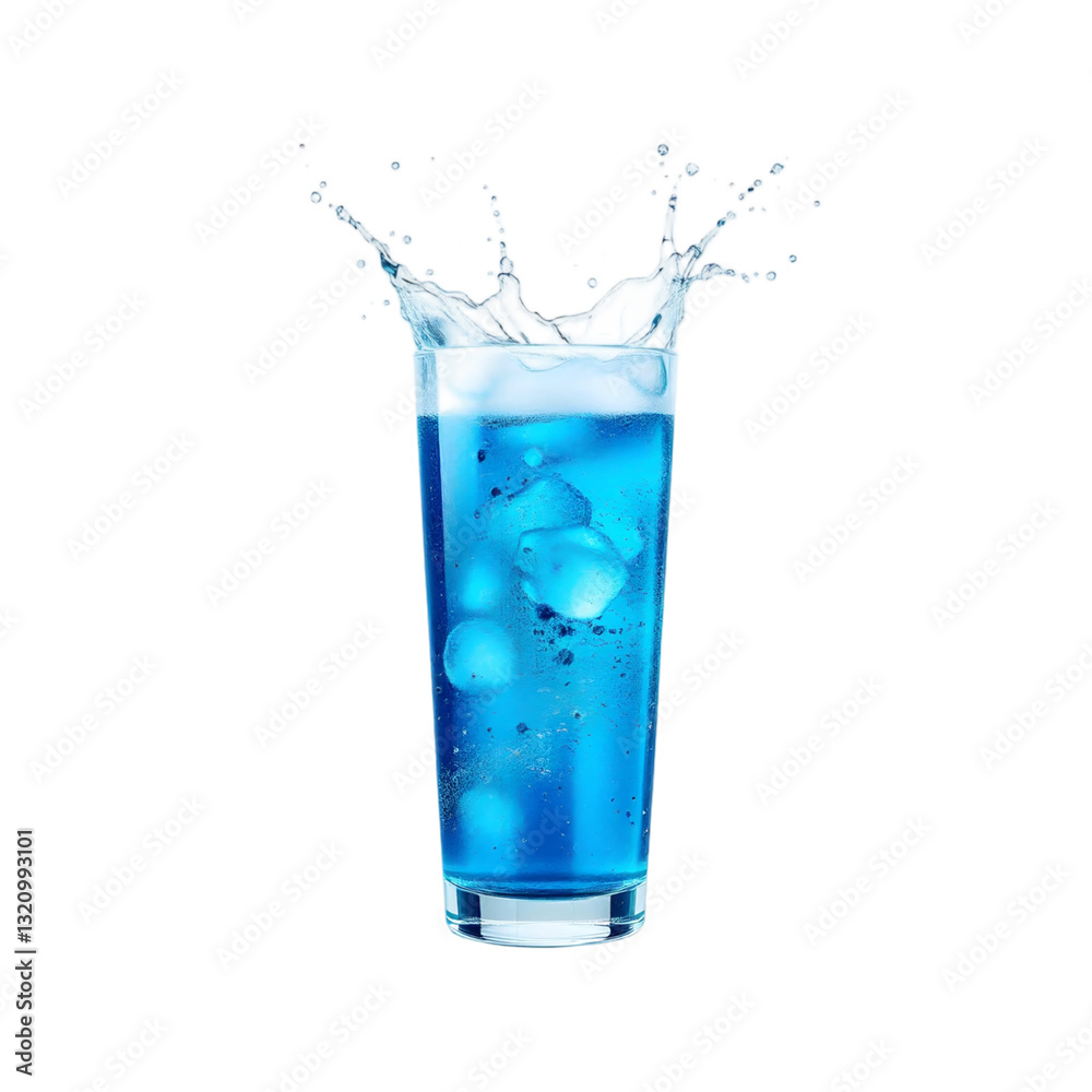 Blue cocktail with ice cubes isolated on transparent background Blue cocktail with ice cubes isolated on transparent background