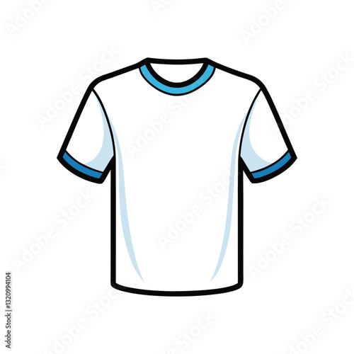 White athletic t-shirt silhouette vector icon with short sleeves, blank cotton apparel for print design, ecommerce, branding, or sports use

