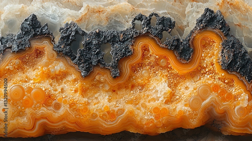 Fototapeta premium Agate slice, colorful bands, natural stone texture, for design inspiration