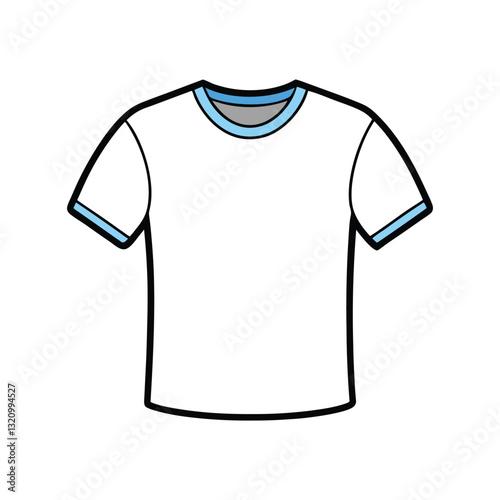 Blank white short sleeve sport t-shirt icon, casual unisex wear vector for fashion branding, mockup template, print media or web illustration

